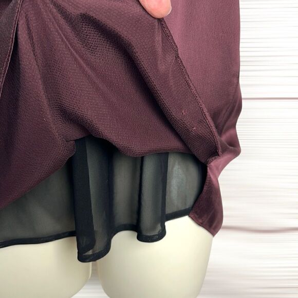 NWT NEW Armani Exchange Burgundy Silk Black Lace Cami Spaghetti Straps Top S - Picture 9 of 16